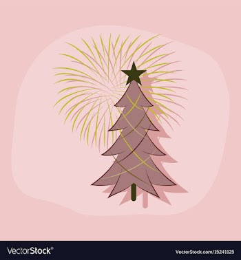 Paper sticker on stylish background christmas tree vector image