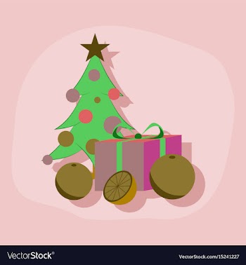 Paper sticker on stylish background christmas tree vector image