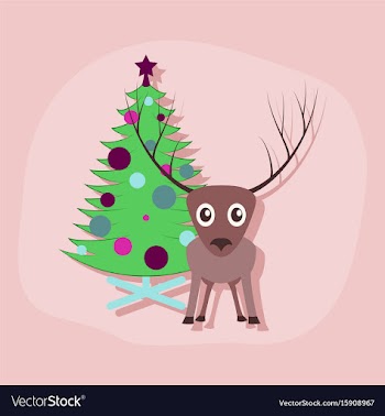 Paper sticker on stylish background christmas tree vector image