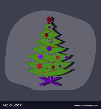 Paper sticker on stylish background christmas tree vector image