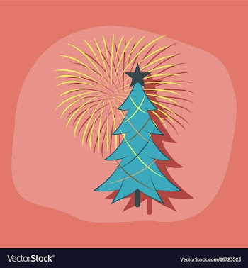 Paper sticker on stylish background christmas tree vector image