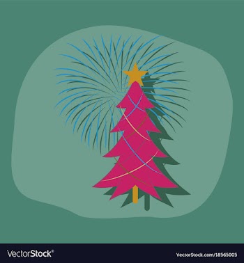 Paper sticker on stylish background christmas tree vector image