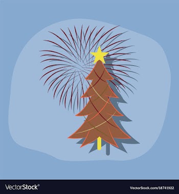 Paper sticker on stylish background christmas tree vector image