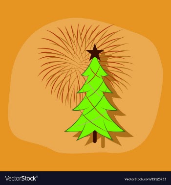 Paper sticker on stylish background christmas tree vector image
