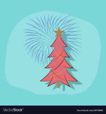 Paper sticker on stylish background christmas tree vector image