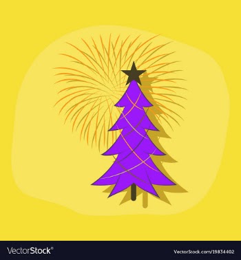 Paper sticker on stylish background christmas tree vector image
