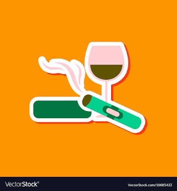 Paper sticker on stylish background cigar glass of vector image