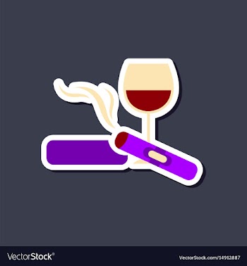 Paper sticker on stylish background cigar glass of vector image