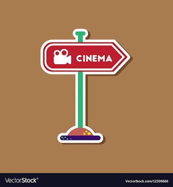 Paper sticker on stylish background cinema sign vector image