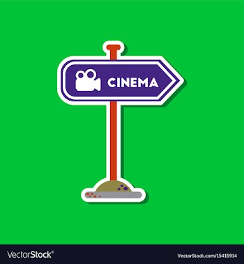 Paper sticker on stylish background cinema sign vector image
