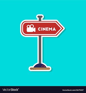 Paper sticker on stylish background cinema sign vector image