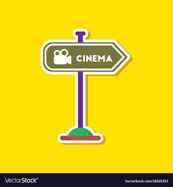 Paper sticker on stylish background cinema sign vector image