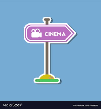 Paper sticker on stylish background cinema sign vector image