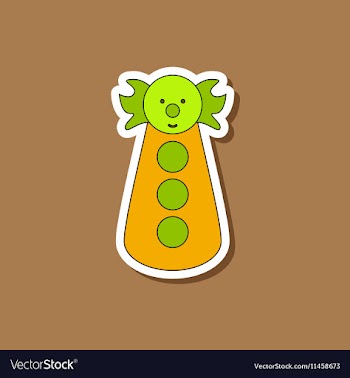 Paper sticker on stylish background clown toy vector image