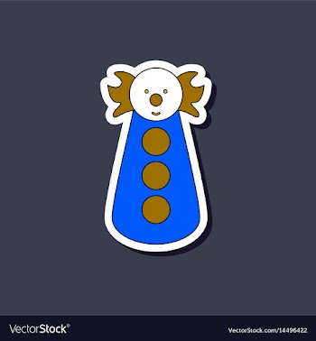 Paper sticker on stylish background clown toy vector image