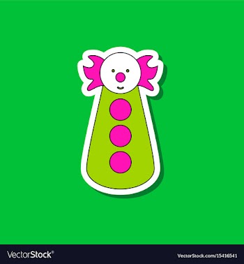 Paper sticker on stylish background clown toy vector image