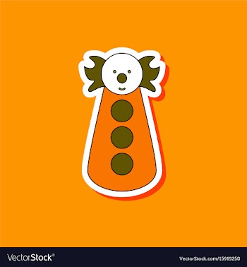 Paper sticker on stylish background clown toy vector image