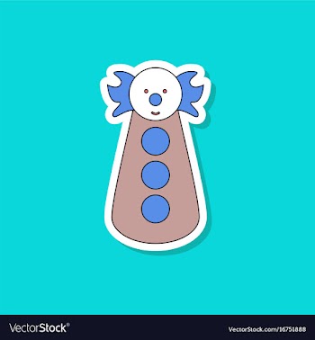 Paper sticker on stylish background clown toy vector image