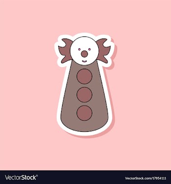 Paper sticker on stylish background clown toy vector image