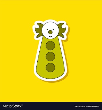 Paper sticker on stylish background clown toy vector image