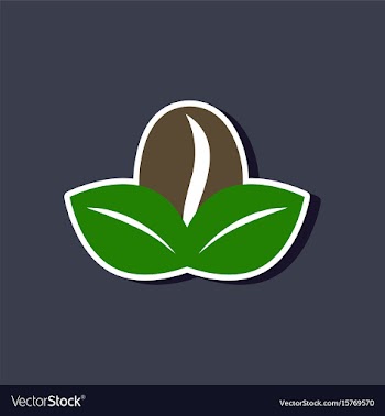 Paper sticker on stylish background coffee bean vector image