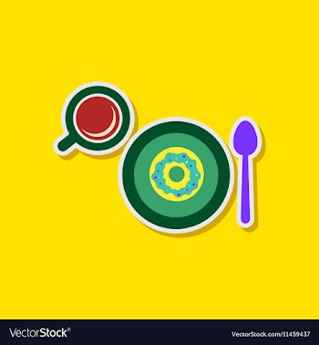 Paper sticker on stylish background coffee break vector image
