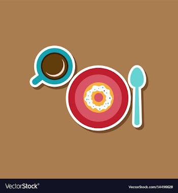 Paper sticker on stylish background coffee break vector image