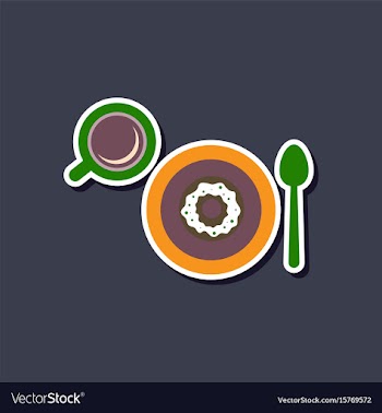Paper sticker on stylish background coffee break vector image