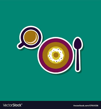 Paper sticker on stylish background coffee break vector image