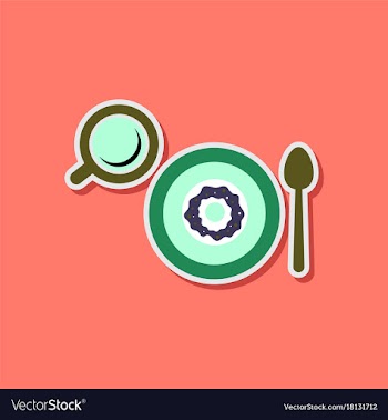 Paper sticker on stylish background coffee break vector image