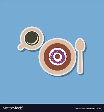 Paper sticker on stylish background coffee break vector image