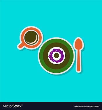 Paper sticker on stylish background coffee break vector image