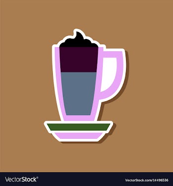 Paper sticker on stylish background coffee cup of vector image