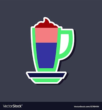 Paper sticker on stylish background coffee cup of vector image