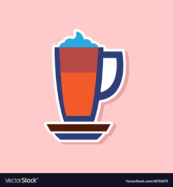 Paper sticker on stylish background coffee cup of vector image