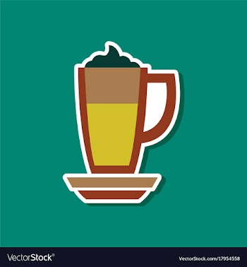 Paper sticker on stylish background coffee cup of vector image