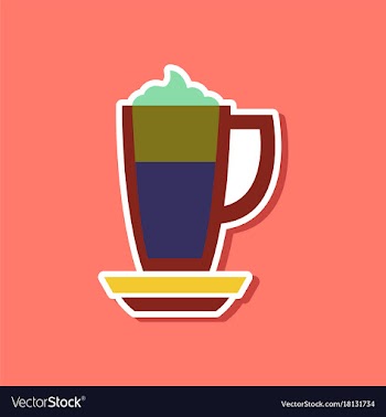 Paper sticker on stylish background coffee cup of vector image