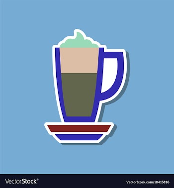 Paper sticker on stylish background coffee cup of vector image