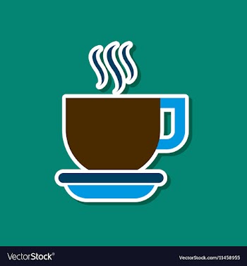 Paper sticker on stylish background coffee cup vector image