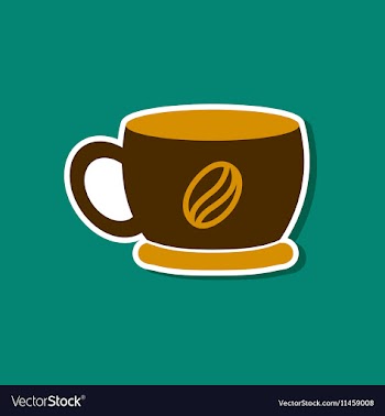 Paper sticker on stylish background coffee cup vector image