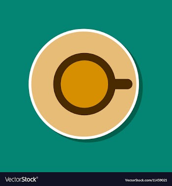 Paper sticker on stylish background coffee cup vector image