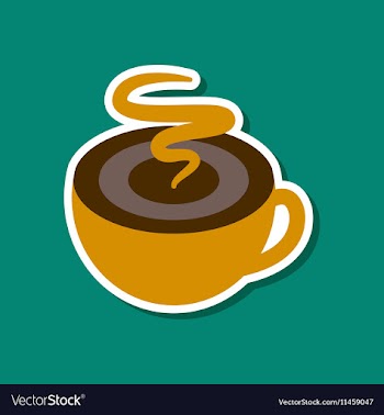 Paper sticker on stylish background coffee cup vector image
