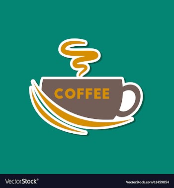 Paper sticker on stylish background coffee cup vector image