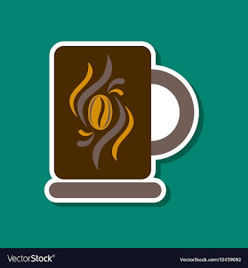 Paper sticker on stylish background coffee cup vector image