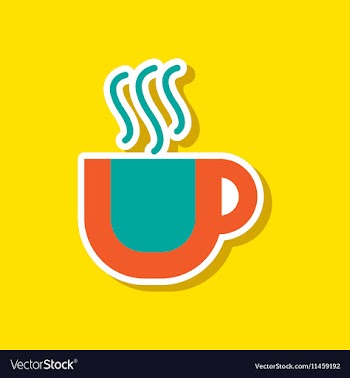 Paper sticker on stylish background coffee cup vector image