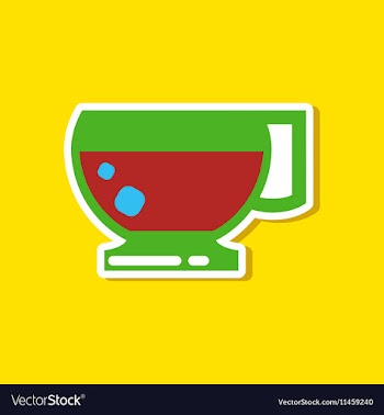 Paper sticker on stylish background coffee cup vector image