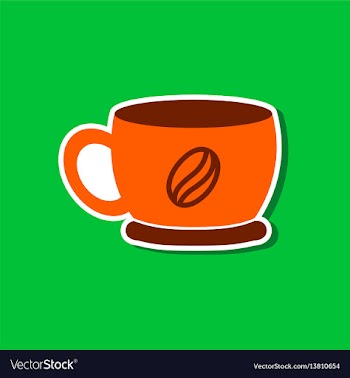 Paper sticker on stylish background coffee cup vector image