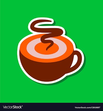 Paper sticker on stylish background coffee cup vector image