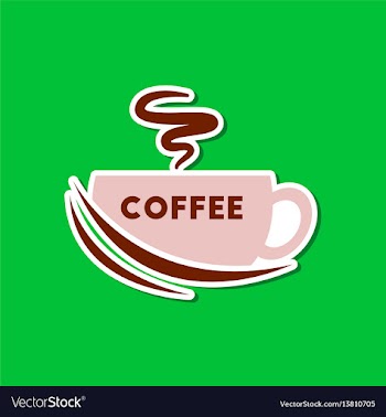 Paper sticker on stylish background coffee cup vector image