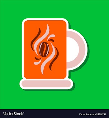 Paper sticker on stylish background coffee cup vector image